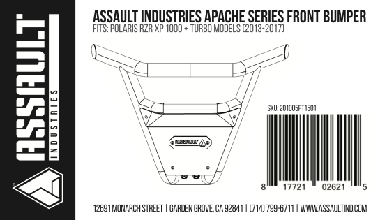 Assault Industries Product Labels for inventory management, sales, and identification